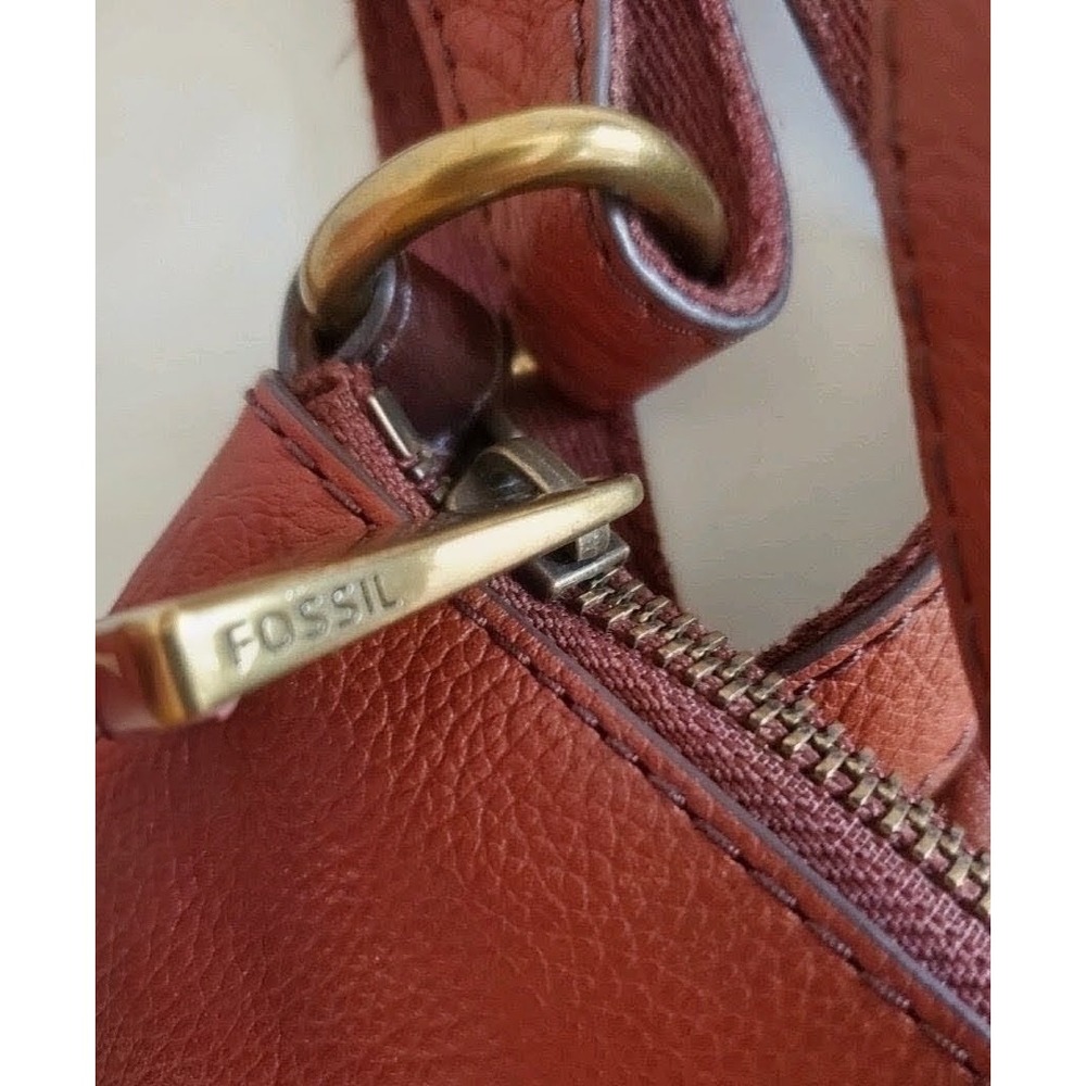 Fossil Voyager SM Crossbody Bag Brown Leather Small Messenger Brass Hardware - Picture 8 of 10